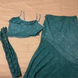 Teal Lace Two-Piece Outfit